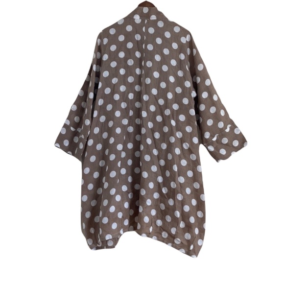 Blitz Taupe & White Polka Dot Linen Tulip Hem Dress Size Large BNWOT - Picture 2 of 12